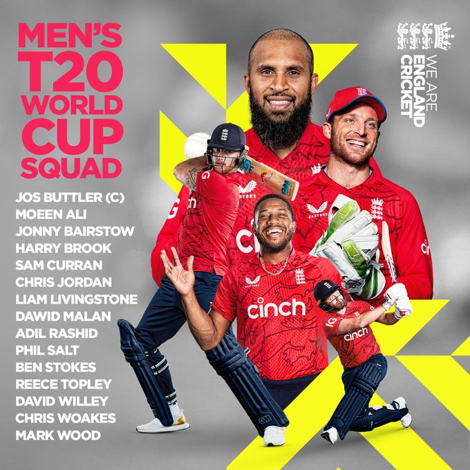 England T20I squad for Pakistan