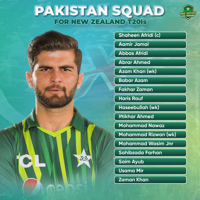 New Zealand T20 series: Pakistan squad confirmed