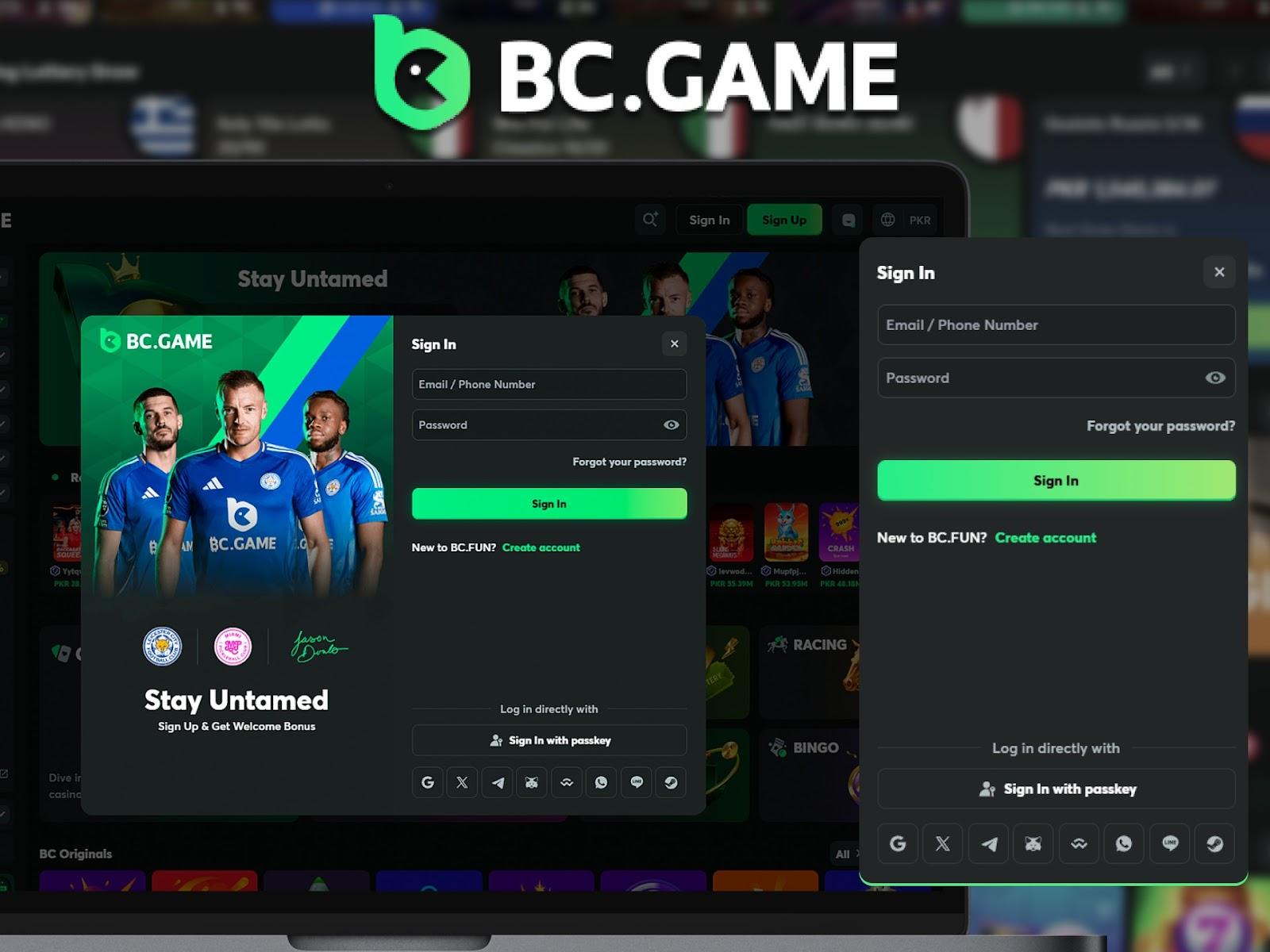 BC Game Account Login Options